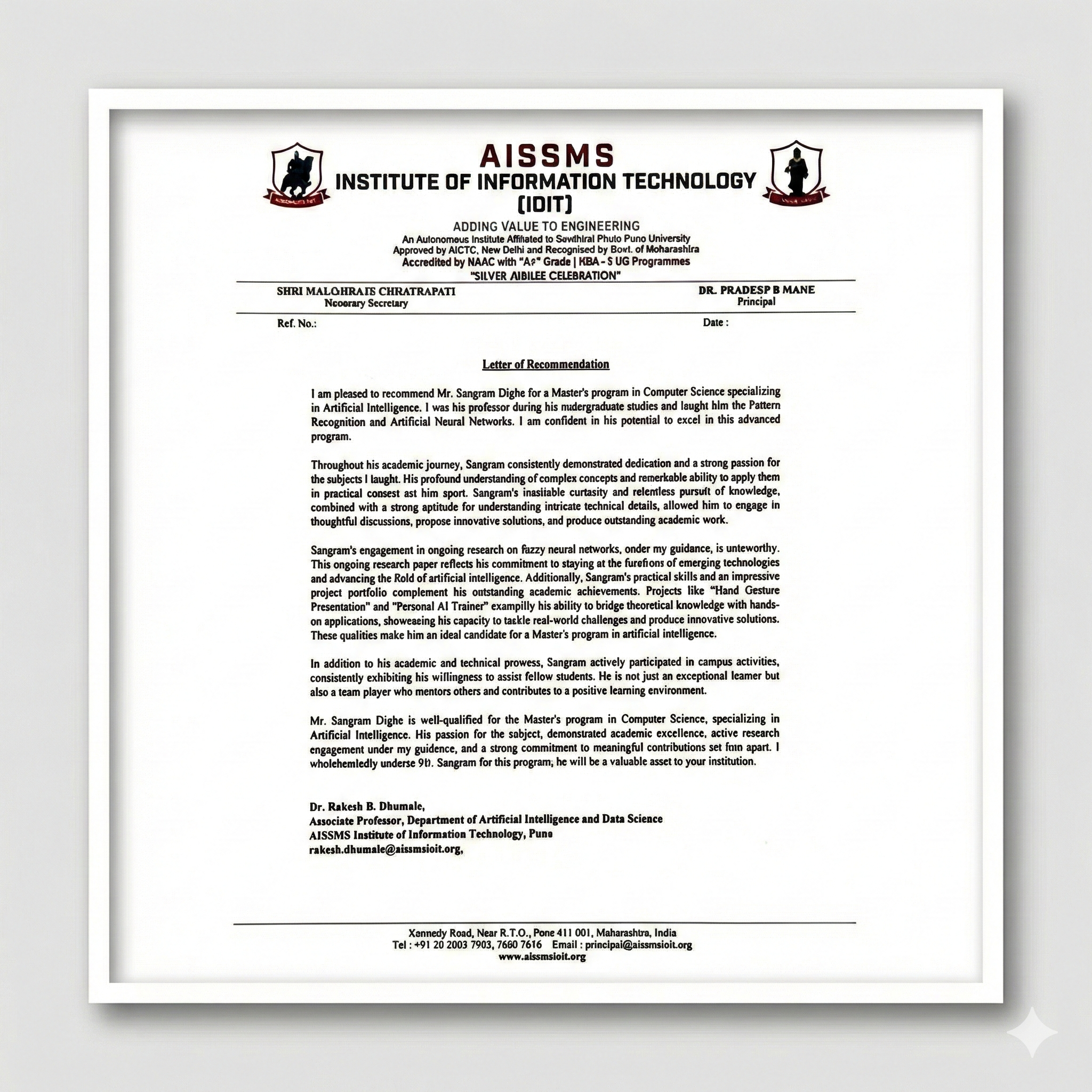 Testimonial - Dr. Rakesh B. Dhumale